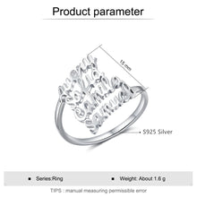 Cargar imagen en el visor de la galería, Anillo de Plata de Ley 925 con nombre personalizado para mujer