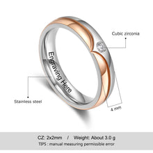 Load image into Gallery viewer, Anillos de acero inoxidable personalizados con circonita para hombres y mujeres