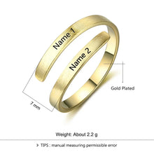 Load image into Gallery viewer, Anillo personalizado con nombres grabados, 3 colores disponibles