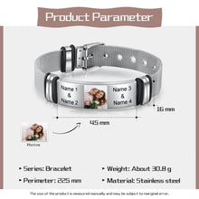 Load image into Gallery viewer, Pulsera de cadena ajustable con foto personalizada para hombre