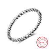 Anillos de plata esterlina 925 para mujer, sortija con forma de cuerda