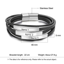 Load image into Gallery viewer, pulsera de cuero de acero inoxidable para hombre