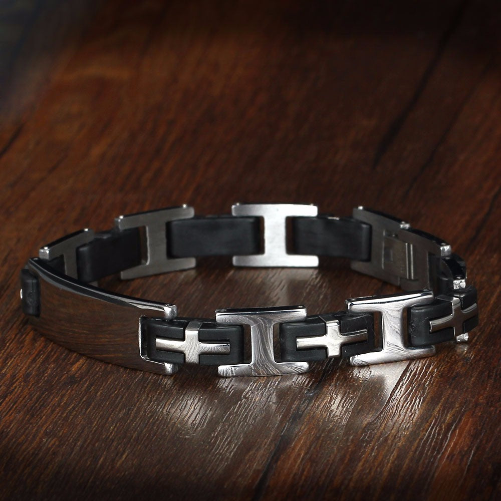 Pulsera de acero inoxidable con Cruz para hombre