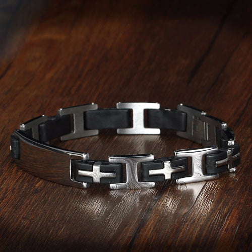 Pulsera de acero inoxidable con Cruz para hombre