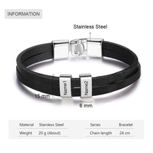 Load image into Gallery viewer, Pulsera de cuentas con grabado personalizado para hombre