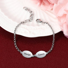 Load image into Gallery viewer, Pulsera de la amistad de acero inoxidable con diseño ovalado personalizado para parejas