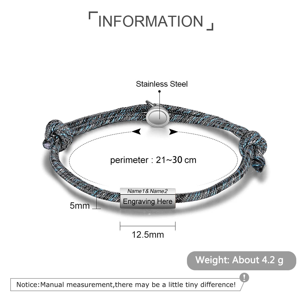 Pulsera magnética de acero inoxidable personalizada para parejas