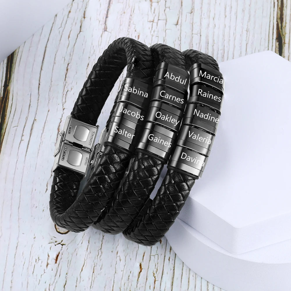 pulsera de cuero trenzado para hombre