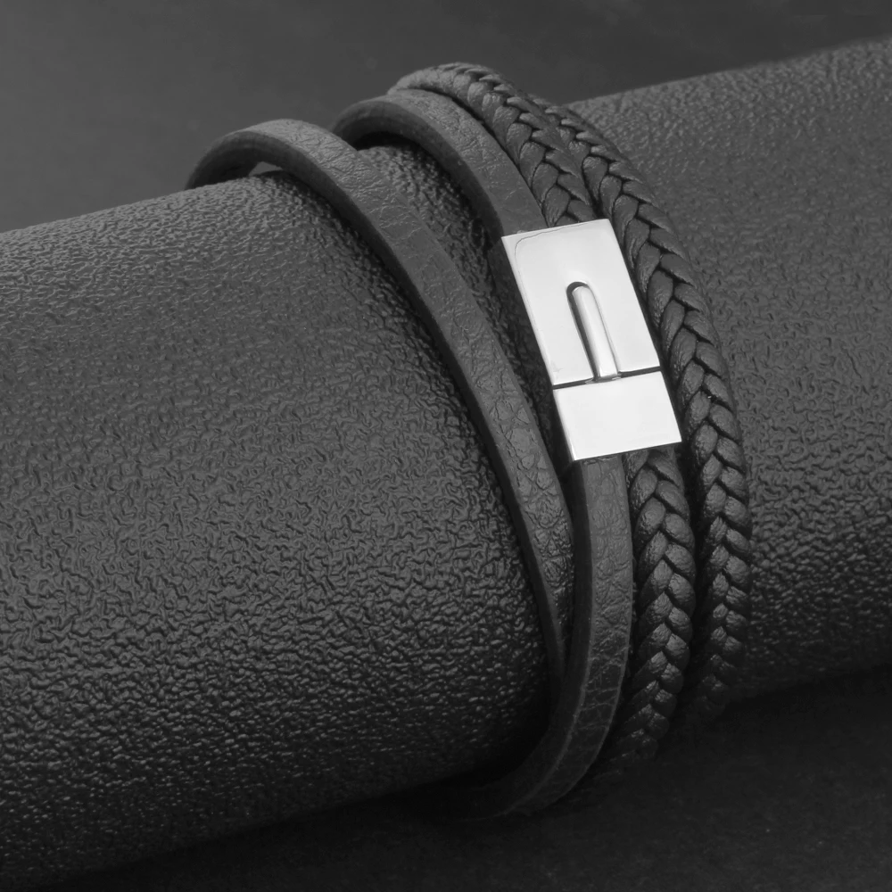 Pulsera deportiva de cuero genuino para hombre