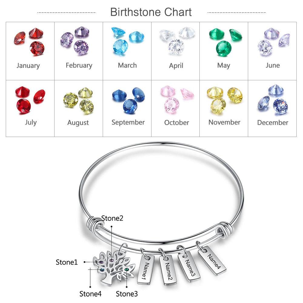 Pulsera personalizada de acero inoxidable con etiquetas de nombre grabadas para mujer