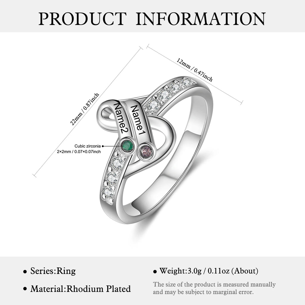 Anillo personalizado con grabado de nombre de pareja