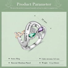 Load image into Gallery viewer, Anillos personalizados de amor y flor para mujer, joyería con grabado de 2-4 nombres