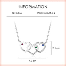 Load image into Gallery viewer, Collar personalizado de corazones entrelazados con 3 piedras de nacimiento