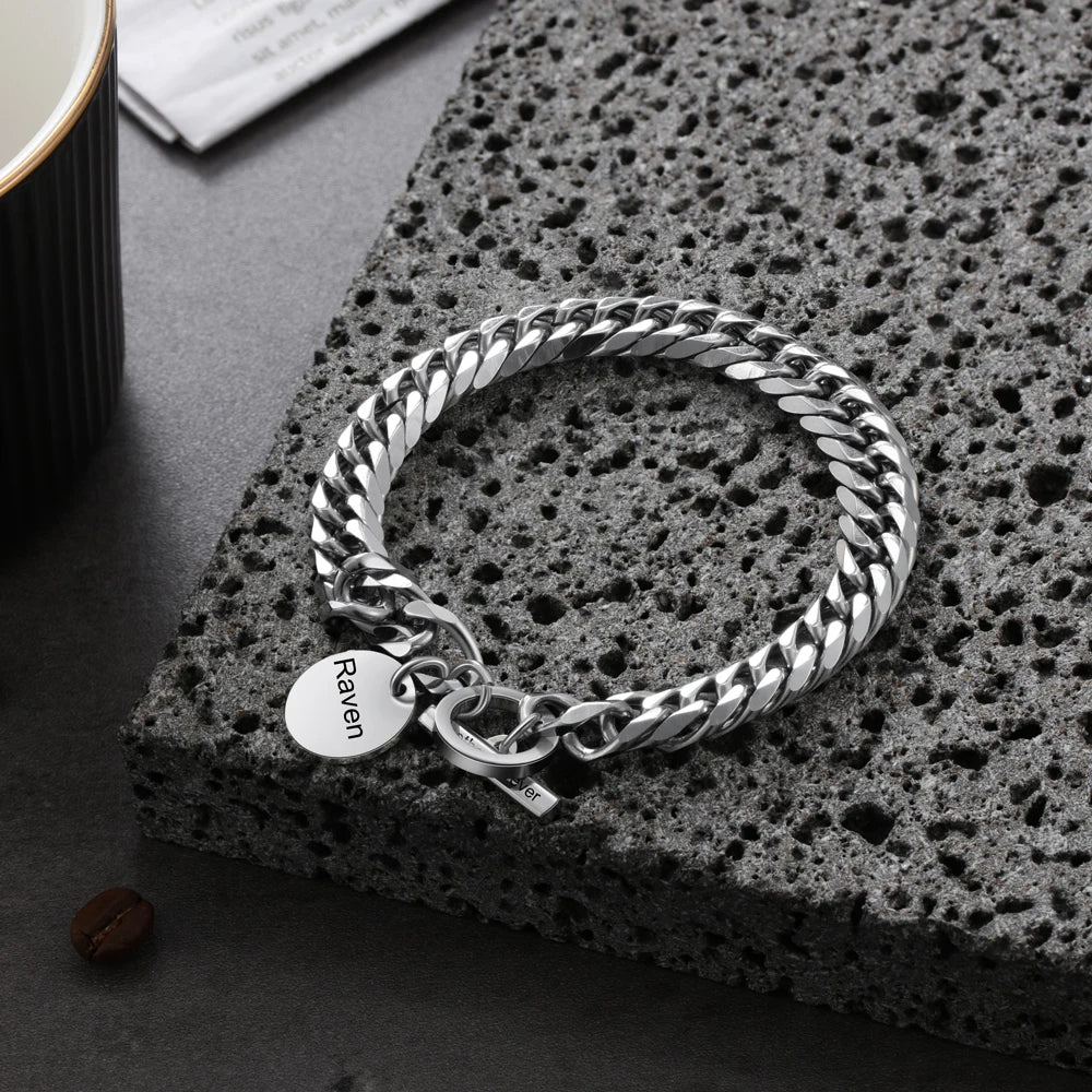 pulsera personalizada con grabado de nombre para hombre y mujer