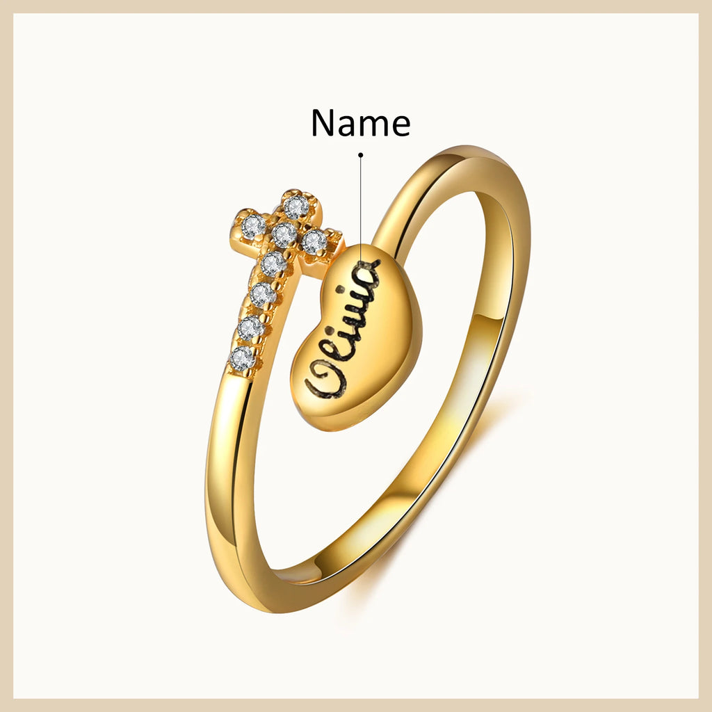Anillos de Color dorado con nombre grabado personalizado para mujer