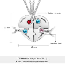 Load image into Gallery viewer, Collar de la Amistad en forma de corazón de acero inoxidable personalizado con piedra natal