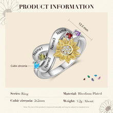 Load image into Gallery viewer, Anillos delicados personalizados con nombre de girasol para mujer