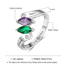 Load image into Gallery viewer, Anillos de plata de ley 925 con 2 nombres para mujer