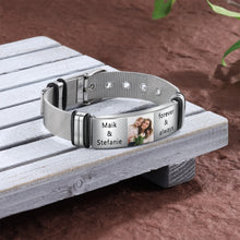 Load image into Gallery viewer, Pulsera de cadena ajustable con foto personalizada para hombre