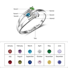 Load image into Gallery viewer, Anillos de plata de ley 925 con grabado de nombre de familia para mujer