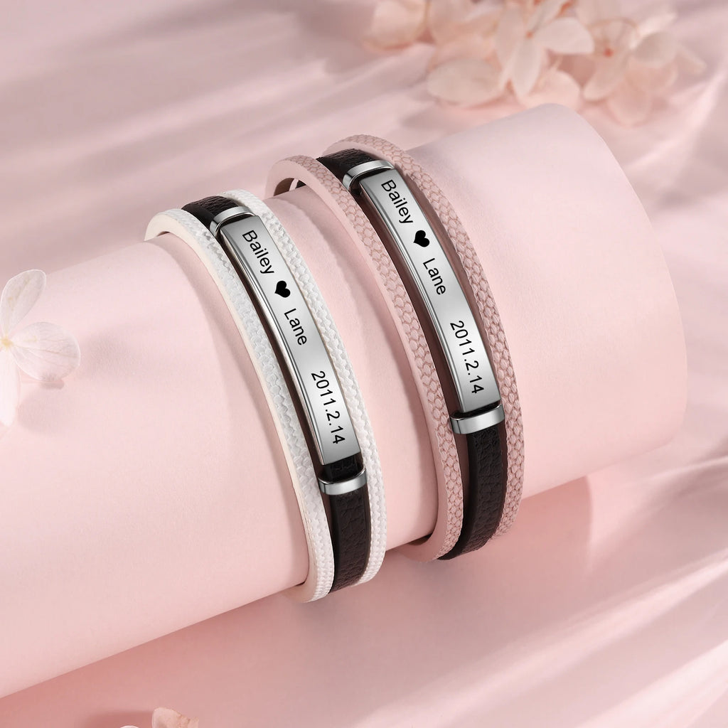 Pulseras de identificación grabadas personalizadas para hombres y mujeres