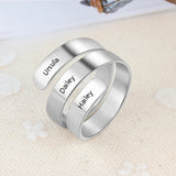 Anillo de acero inoxidable con grabado personalizado para mujer