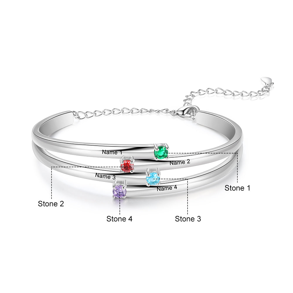 pulsera personalizada con 4 piedras de nacimiento para mujer