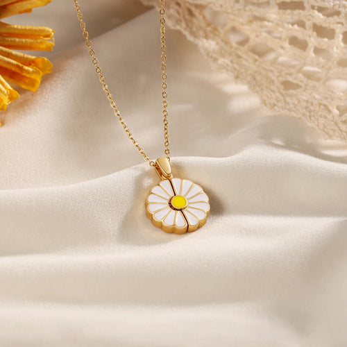 Collar con medallón de flores personalizado para mujer, cadena con nombre