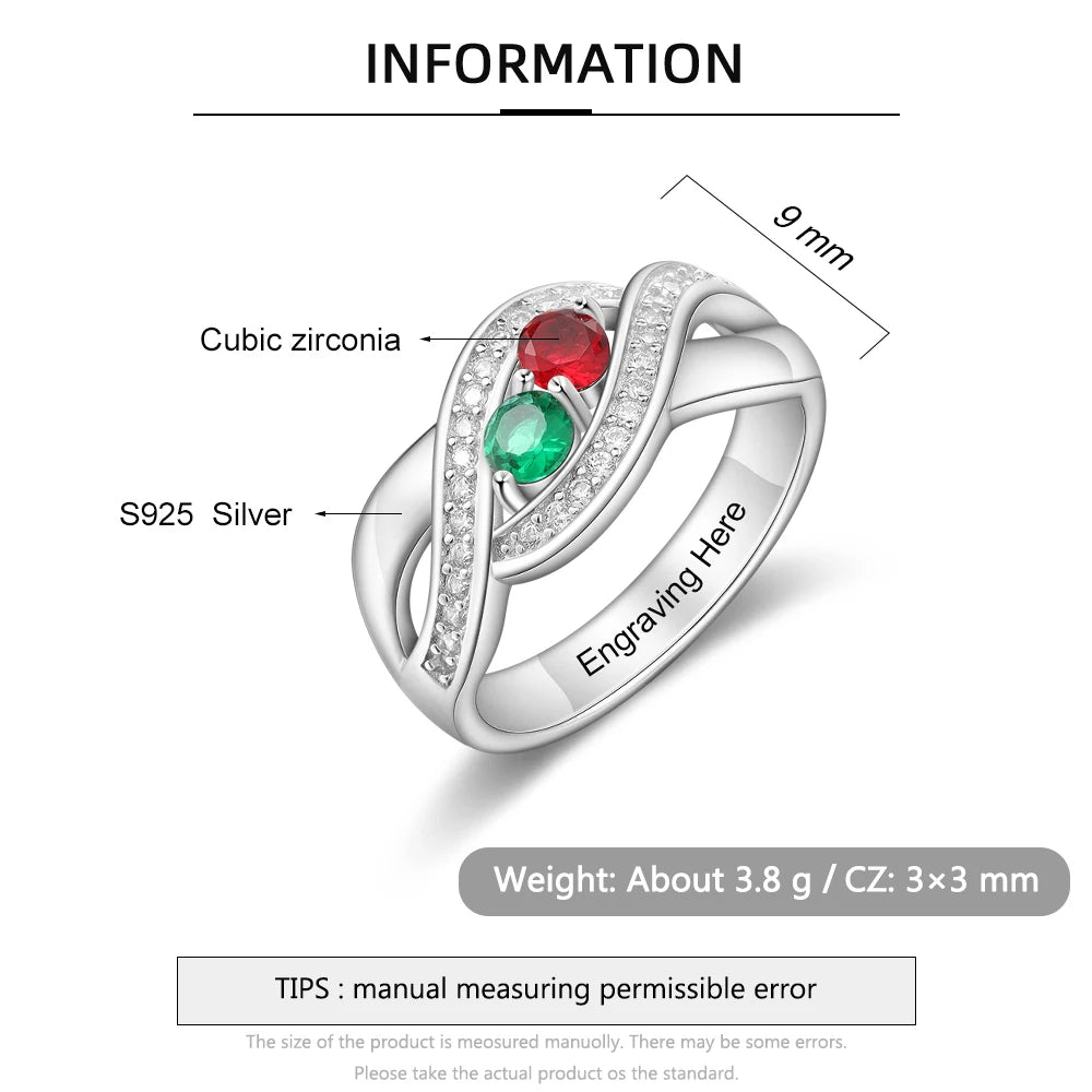 anillo de compromiso de Plata de Ley 925 personalizado para mujer