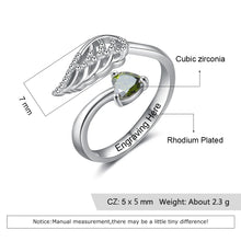 Load image into Gallery viewer, Anillo grabado personalizado de Color plateado con piedra natal de corazón