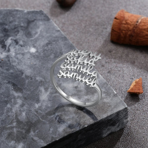 Anillo de Plata de Ley 925 con nombre personalizado para mujer