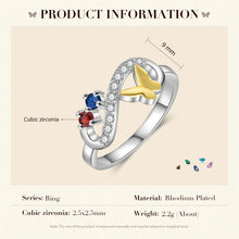 Load image into Gallery viewer, Anillo de mariposa personalizado con 2 piedras de nacimiento