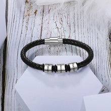 Load image into Gallery viewer, Pulseras de cuero negro personalizadas para hombre