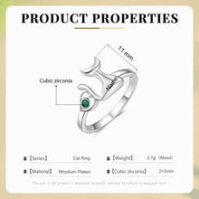 Load image into Gallery viewer, Anillos de gato de piedra natal personalizados para mujer