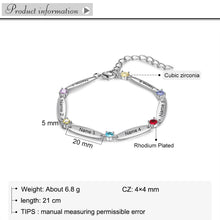 Cargar imagen en el visor de la galería, pulsera personalizada con 6 incrustaciones de piedras de nacimiento