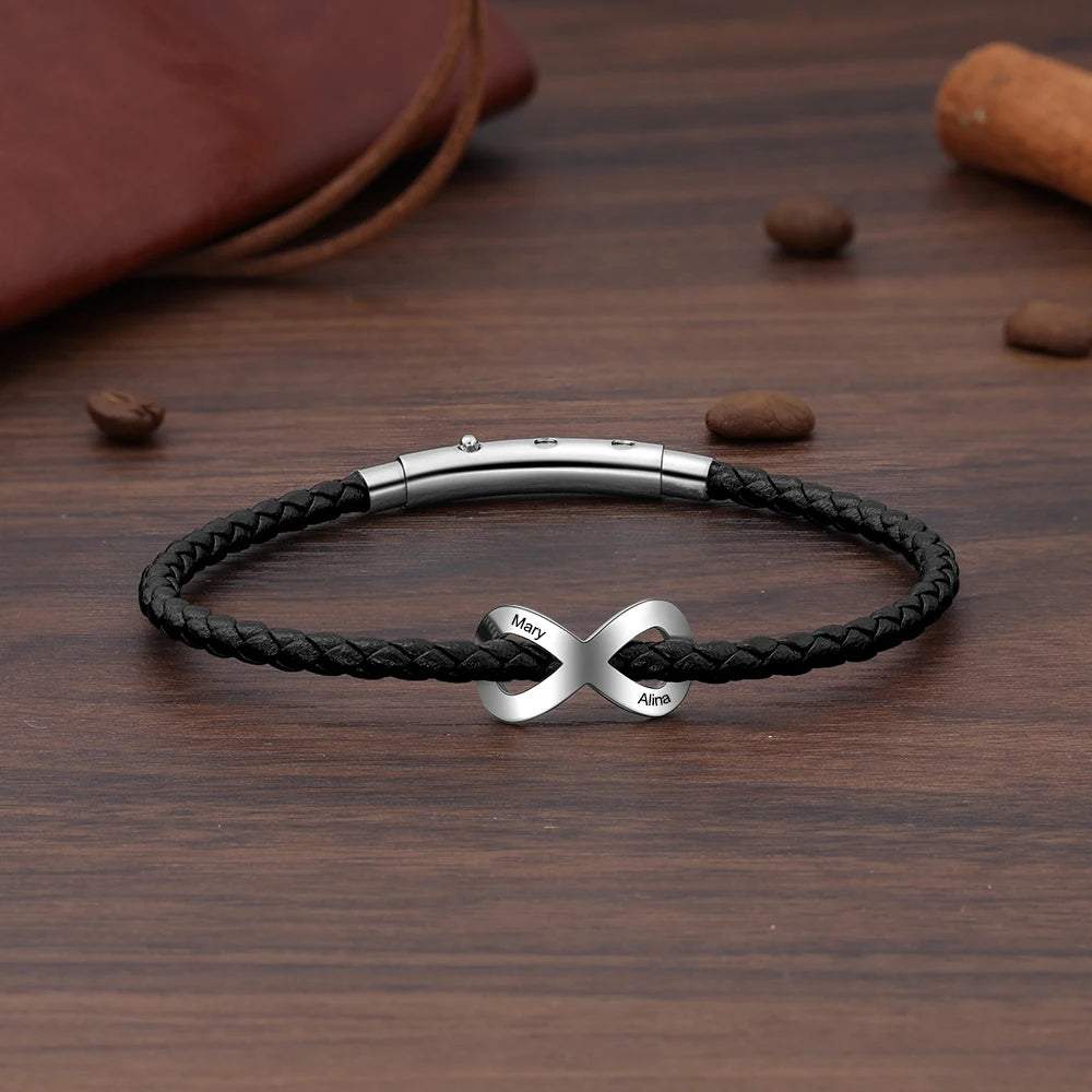 Pulseras Infinity de acero inoxidable para hombre y mujer