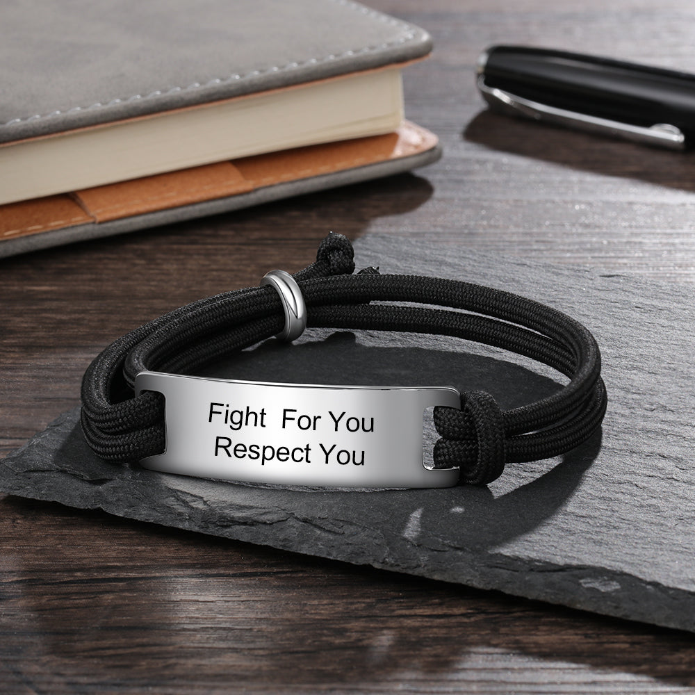 Pulsera de acero inoxidable con grabado personalizado para hombre