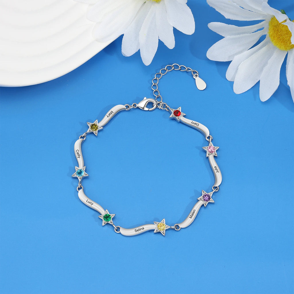 pulsera personalizada con grabado de 2-7 nombres para madres