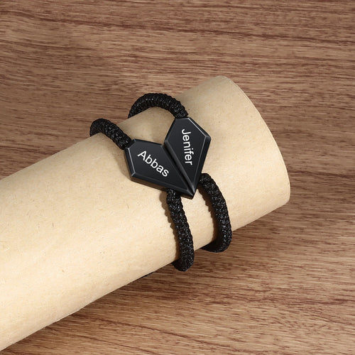 Conjunto de 2 pulseras de acero inoxidable para hombre y mujer