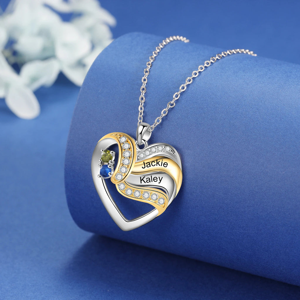 Collar con colgante de corazón de amor personalizado para mujer