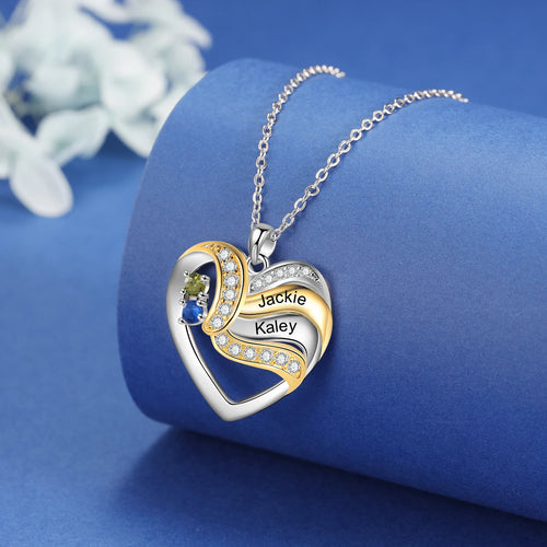 Collar con colgante de corazón de amor personalizado para mujer