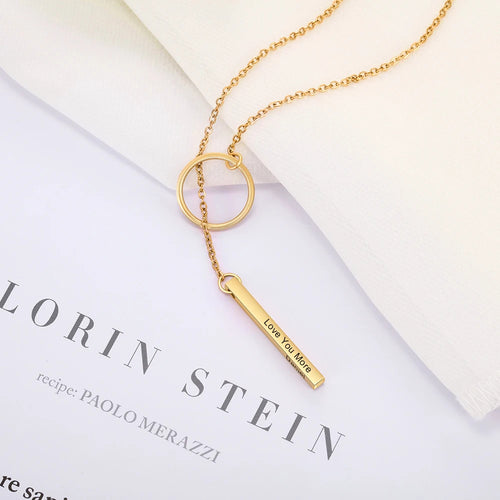 Collar de barra Vertical con nombre personalizado para mujer