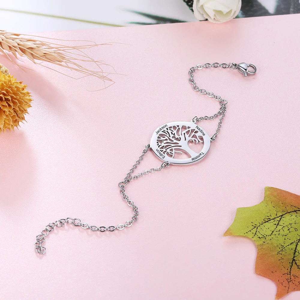 Pulseras personalizadas de árbol de la vida para mujer