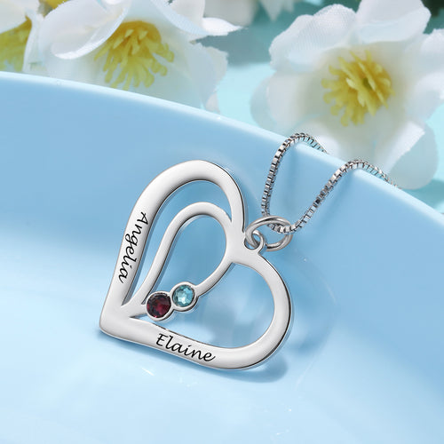 collares y colgantes de corazón con nombre grabado personalizado para mujer