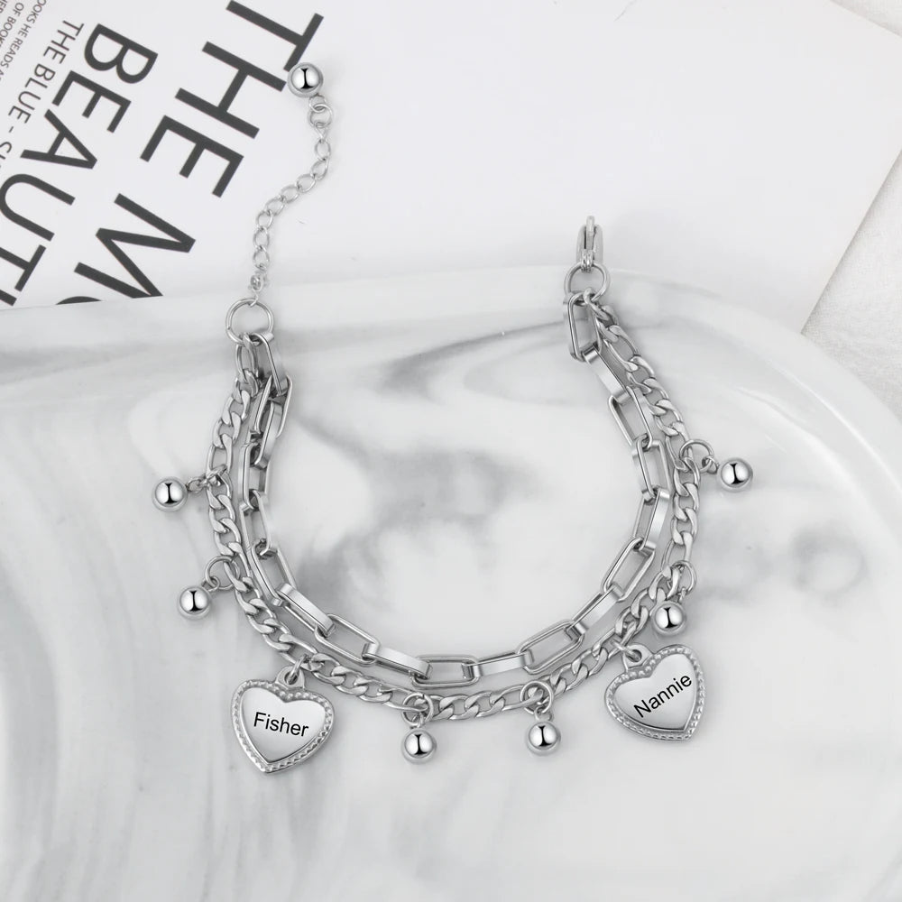 pulsera de cuentas y corazón personalizada para mujer