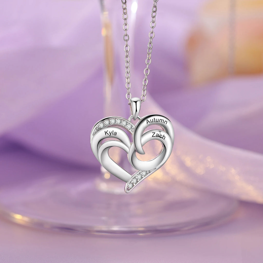 Collares de corazón con grabado personalizado para madre