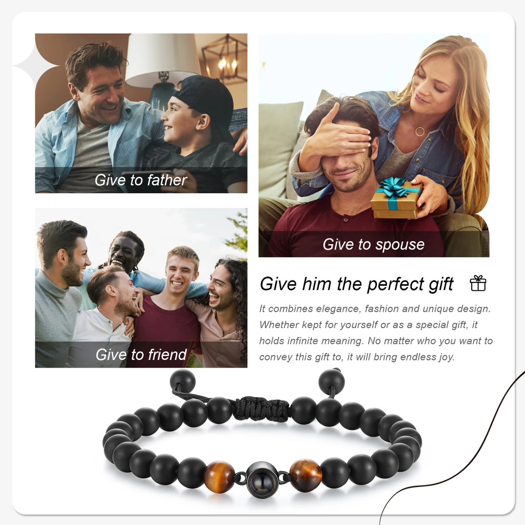 Pulsera de cuentas personalizable para hombre y mujer