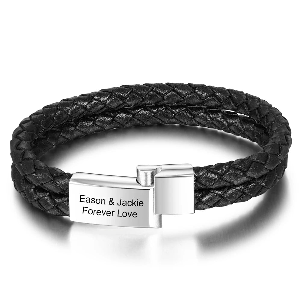 Pulseras de acero inoxidable con grabado personalizado para hombre