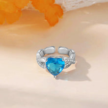 Cargar imagen en el visor de la galería, Anillo de piedra natal de corazón personalizado clásico