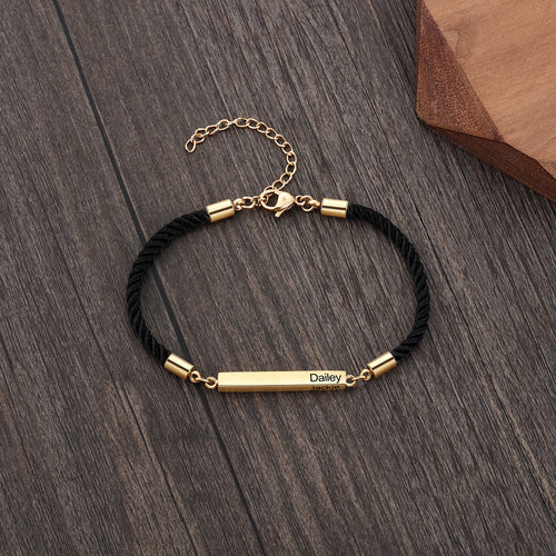 Pulsera de cuerda ajustable de acero inoxidable para hombre y mujer